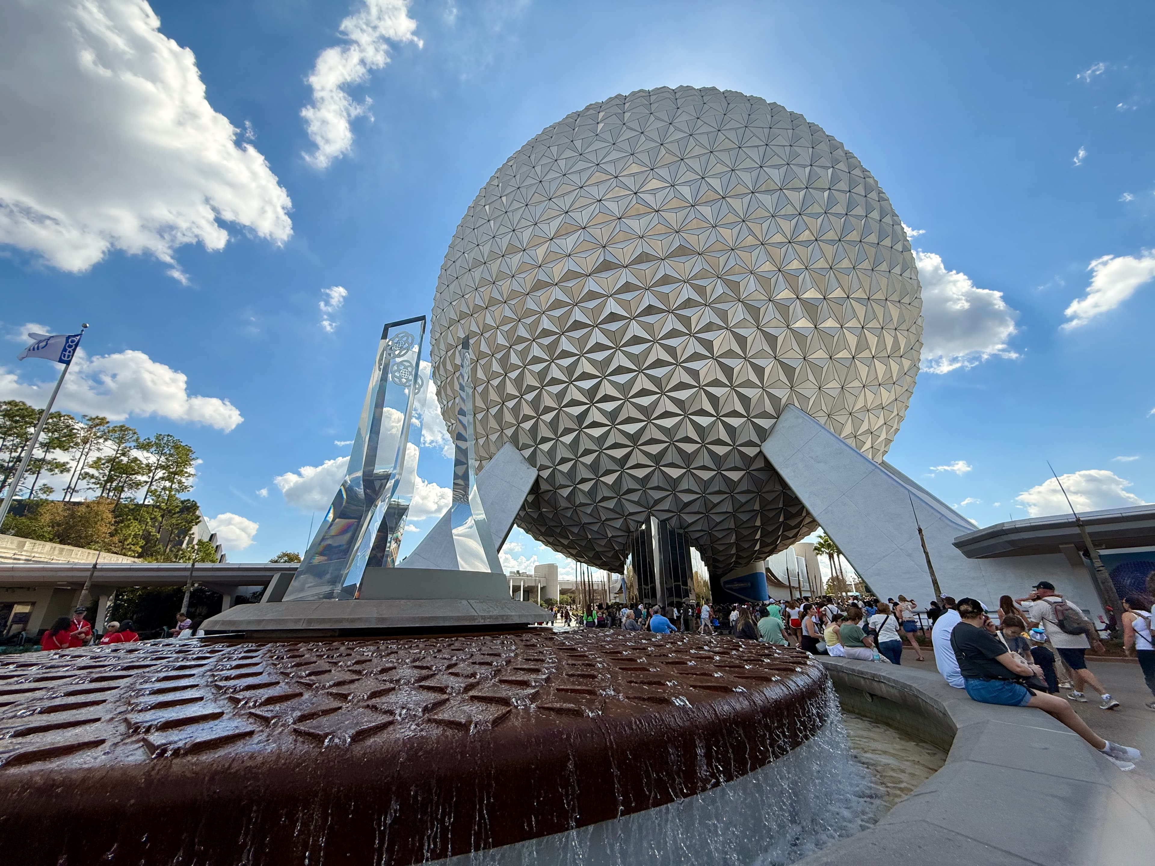 EPCOT's Spaceship Earth geodesic sphere on a clear morning